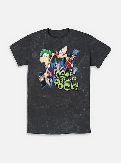 Disney Phineas and Ferb Today We Are Going To Rock Mineral Wash T-Shirt