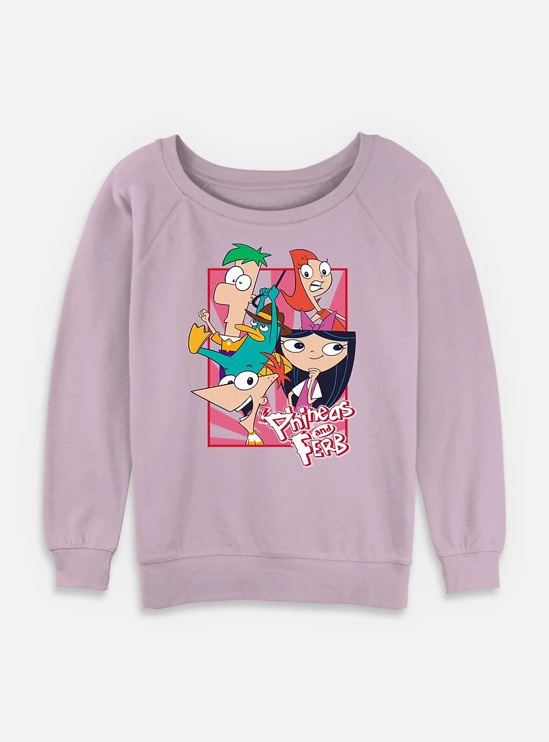 Disney Phineas And Ferb Company Womens Slouchy Sweatshirt