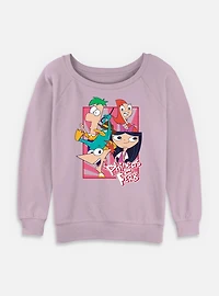 Disney Phineas And Ferb Company Womens Slouchy Sweatshirt