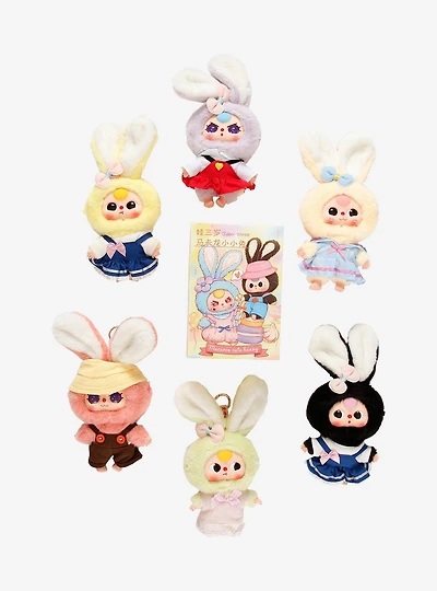 Baby Three Rabbit Macaron Cute Bunny Blind Box Plush Keychain