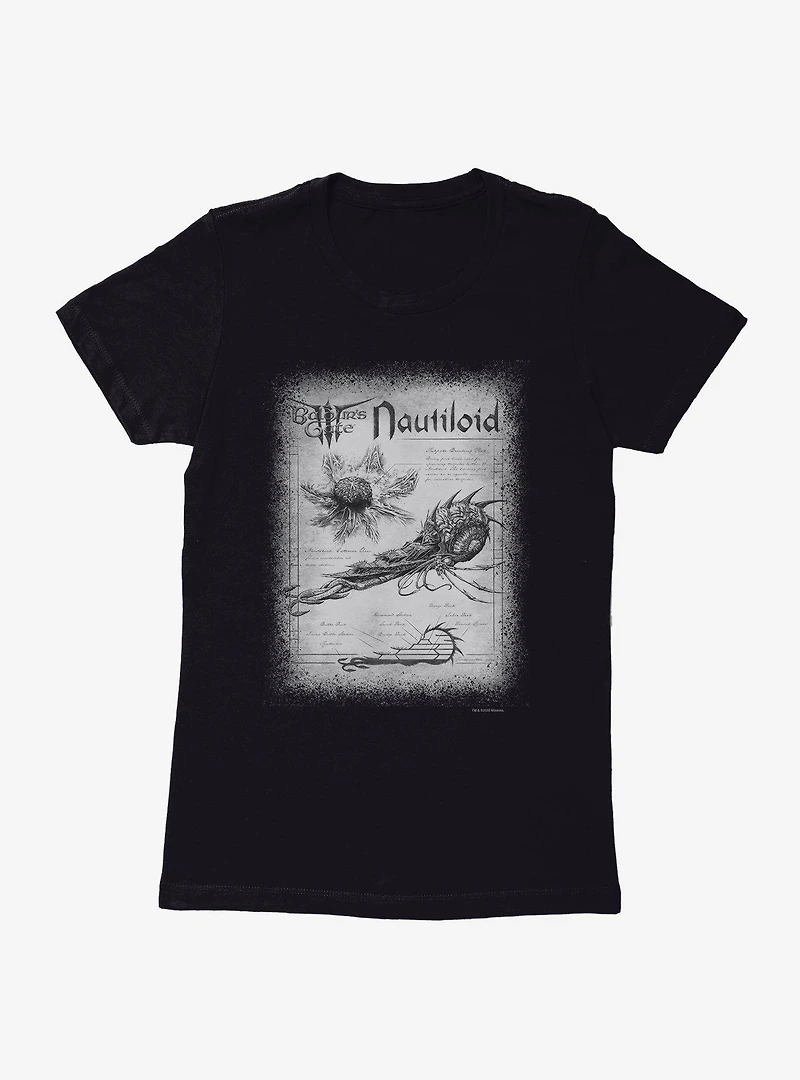 Dungeons & Dragons Nautiloid Ship Schematics Baldur's Gate Womens T-Shirt