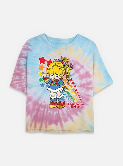 Rainbow Brite Stars Tie Dye Crop Womens  T-Shirt