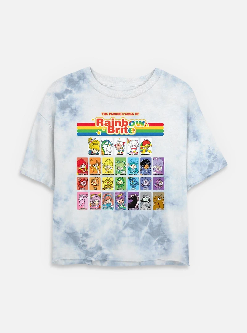 Rainbow Brite Table Of Color Tie Dye Crop Womens T-Shirt
