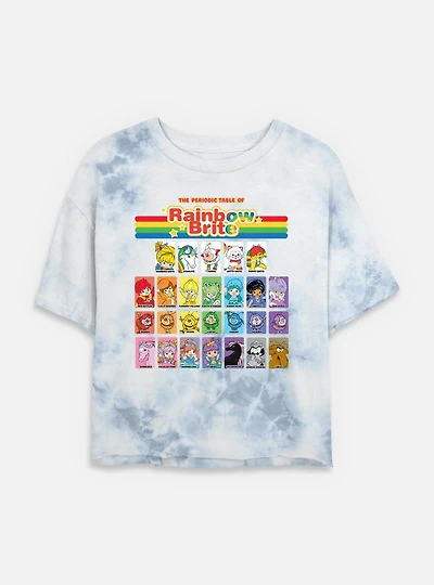 Rainbow Brite Table Of Color Tie Dye Crop Womens T-Shirt