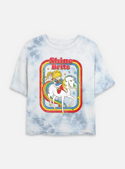 Rainbow Brite Shine Tie Dye Crop Womens T-Shirt