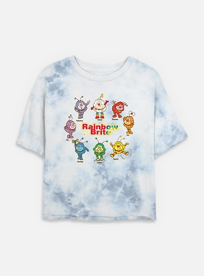 Rainbow Brite Sprites Textbook Tie Dye Crop Womens T-Shirt