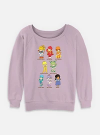 Rainbow Brite Textbook Friends Womens Slouchy Sweatshirt