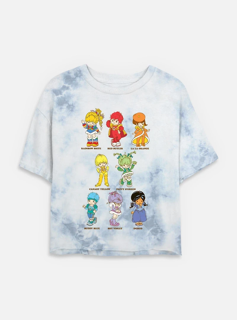 Rainbow Brite Textbook Friends Tie Dye Crop Womens T-Shirt