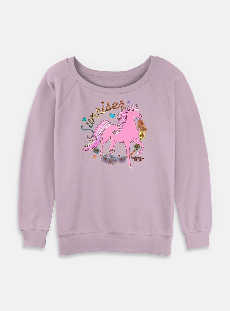 Rainbow Brite Country Pink Sunriser Womens Slouchy Sweatshirt