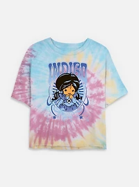 Rainbow Brite Indigo Nouveau Portrait Tie Dye Crop Womens  T-Shirt