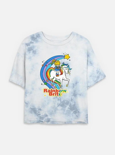 Rainbow Brite Horse Tie Dye Crop Womens T-Shirt