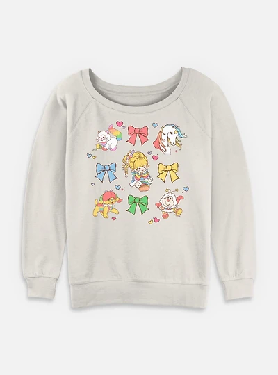 Rainbow Brite Cutie Bow Grid Womens Slouchy Sweatshirt