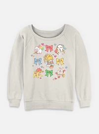 Rainbow Brite Cutie Bow Grid Womens Slouchy Sweatshirt
