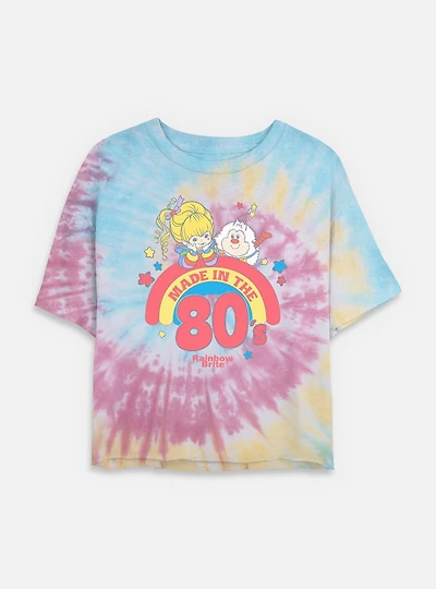 Rainbow Brite Made Pastel Tie Dye Crop Womens  T-Shirt