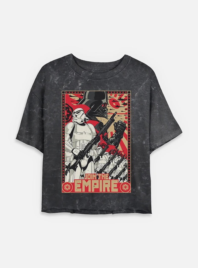 Star Wars Join The Empire Mineral Wash Womens Crop T-Shirt