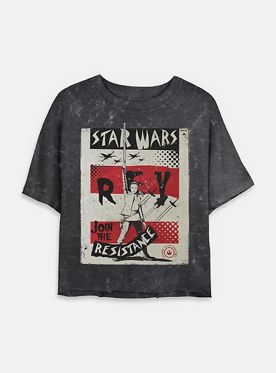 Star Wars Right Fist Mineral Wash Womens Crop T-Shirt
