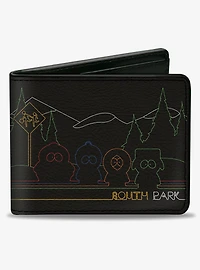 South Park Boys At Bus Line Silhouette Bifold Wallet