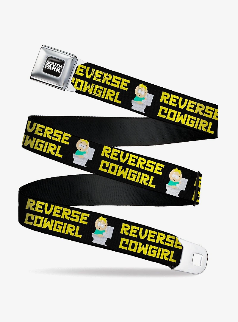 South Park Butters Reverse Cowgirl Toilet Pose Seatbelt Buckle Belt