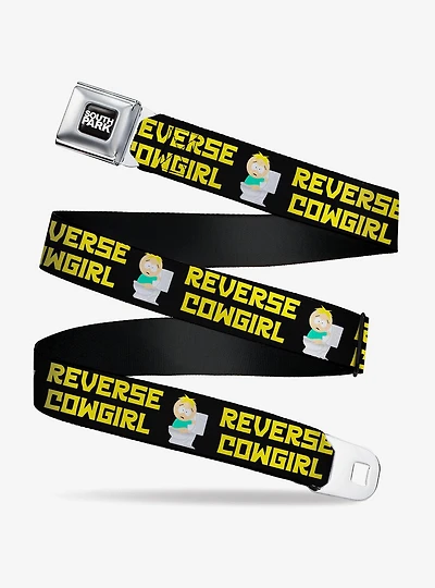 South Park Butters Reverse Cowgirl Toilet Pose Seatbelt Buckle Belt