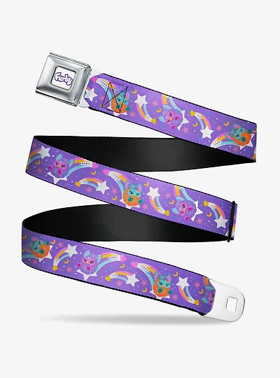 Furby Orange and Purple Jumping Rainbow Slide Seatbelt Buckle Belt
