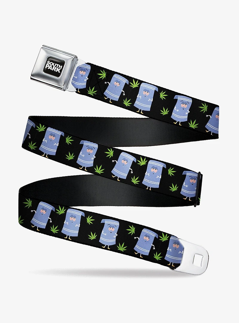 South Park Towlie and Scattered Pot Leaves Seatbelt Buckle Belt