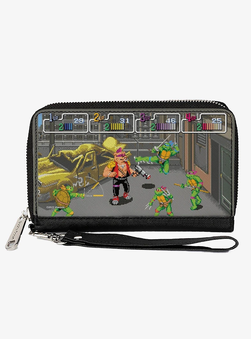 Teenage Mutant Ninja Turtles and Bebop Arcade Battle Scene Zip Around Wallet