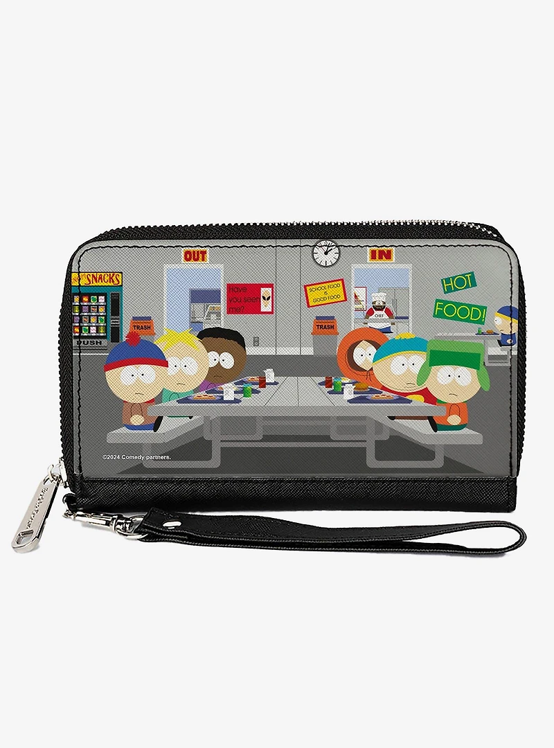 South Park Boys Group Cafeteria Table Scene Zip Around Wallet