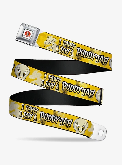 Looney Tunes Tweety I Tawt Taw A Puddy Tat Seatbelt Buckle Belt