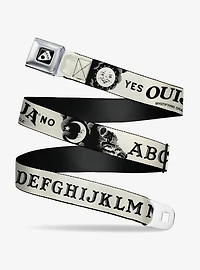 Ouija Board Letters and Elements Beige Black Seatbelt Buckle Belt