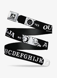 Ouija Board Letters and Elements Black White Seatbelt Buckle Belt