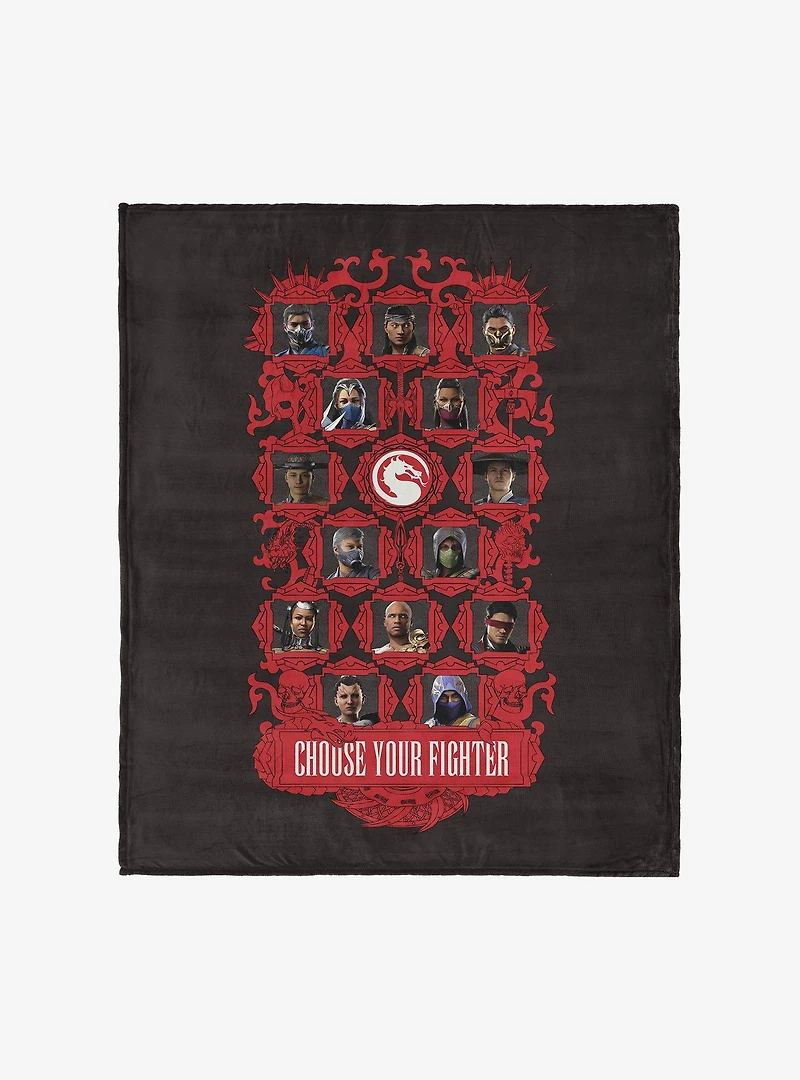 Mortal Kombat Choose Your Fighter Silk Touch Throw Blanket