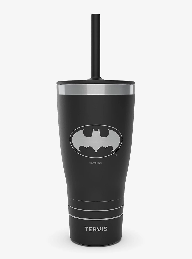 DC Comics Batman Logo Engraved on Onyx Shadow Triple Insulated Tumbler Travel Cup