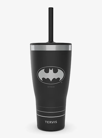 DC Comics Batman Logo Engraved on Onyx Shadow Triple Insulated Tumbler Travel Cup