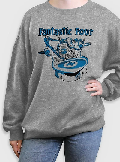 Marvel Fantastic Four Classic Fantasticar Womens Oversized Sweatshirt