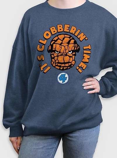 Marvel Fantastic Four The Thing Smash Womens Oversized Sweatshirt