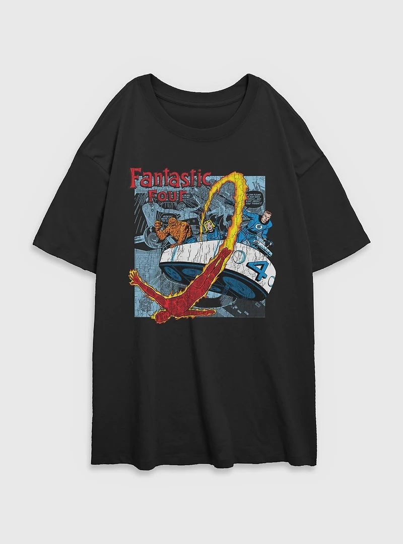 Marvel Fantastic Four Classic Comic Womens Oversized T-Shirt