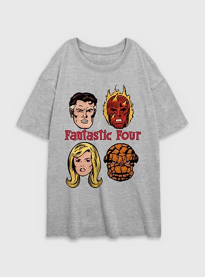 Marvel Fantastic Four Faces Womens Oversized T-Shirt