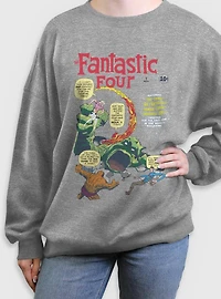 Marvel Fantastic Four Comic Vs Giganto Womens Oversized Sweatshirt