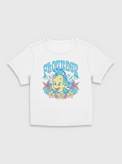 Disney The Little Mermaid Flounder Floral Wreath Women Baby T-Shirt