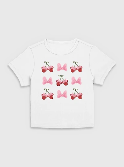Disney Minnie Mouse Cherries And Bows Women Baby T-Shirt