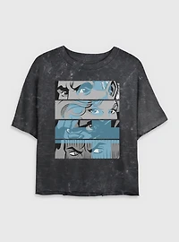Marvel Fantastic Four Eyes Panels Womens Crop Mineral Wash T-Shirt