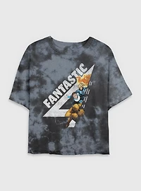 Marvel Fantastic Four Members Vintage Womens Crop Tie-Dye T-Shirt