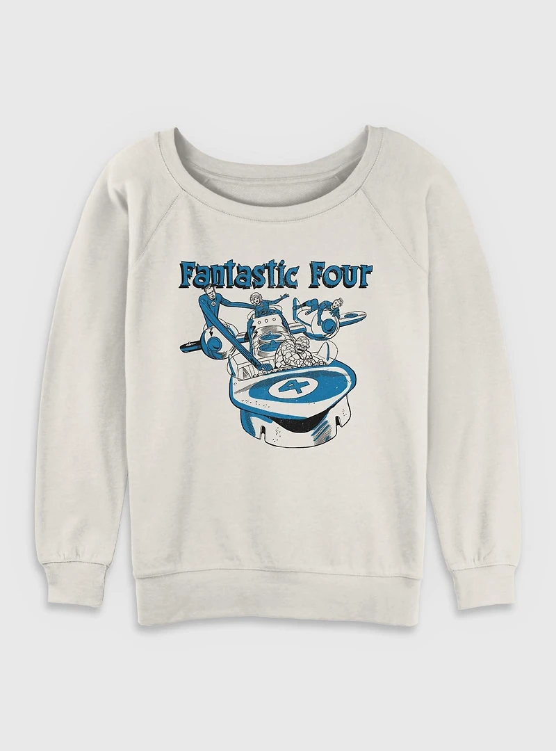 Marvel Fantastic Four Classic Fantasticar Womens Slouchy Sweatshirt