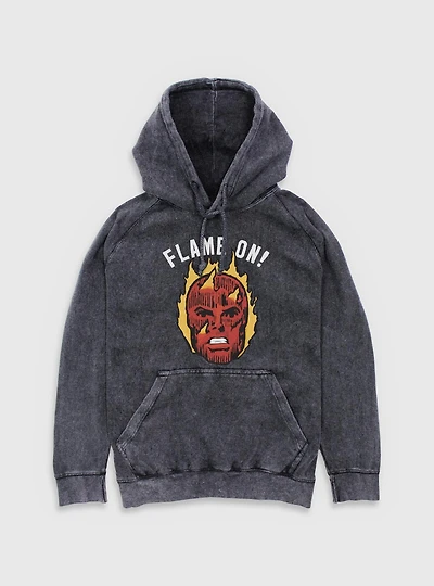 Marvel Fantastic Four Flame On Human Torch Mineral Wash Hoodie