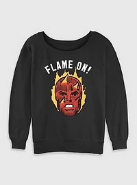 Marvel Fantastic Four Flame On Human Torch Womens Slouchy Sweatshirt