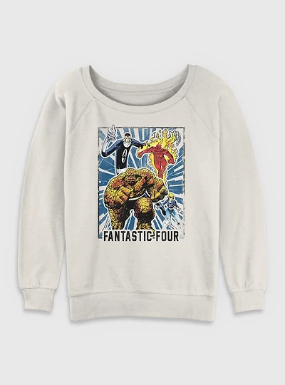 Marvel Fantastic Four Card Womens Slouchy Sweatshirt