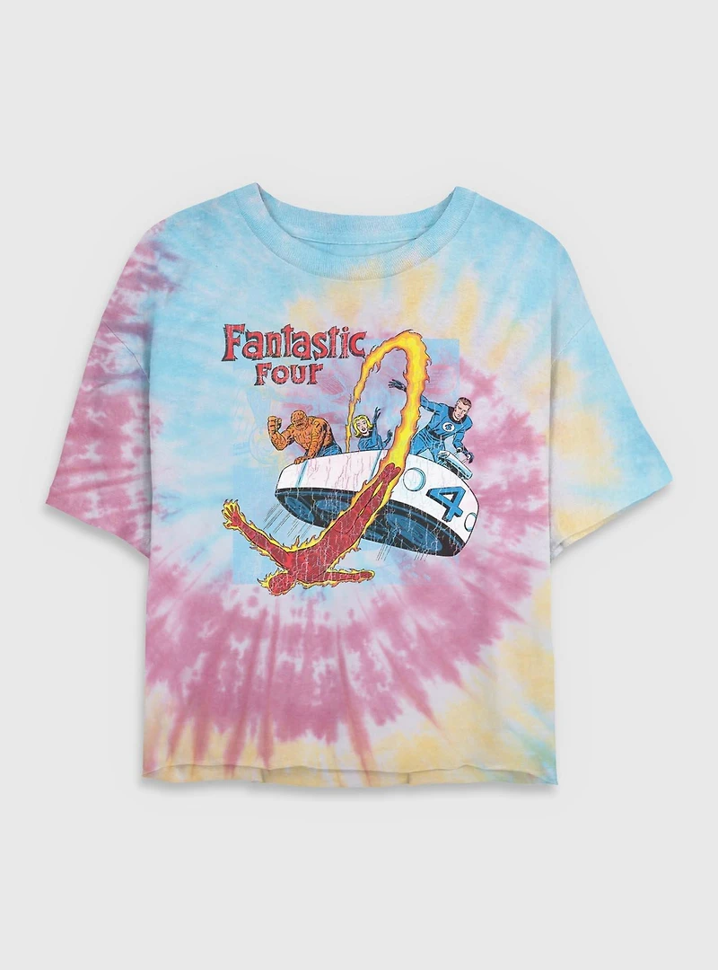 Marvel Fantastic Four Classic Comic Womens Crop Tie-Dye T-Shirt
