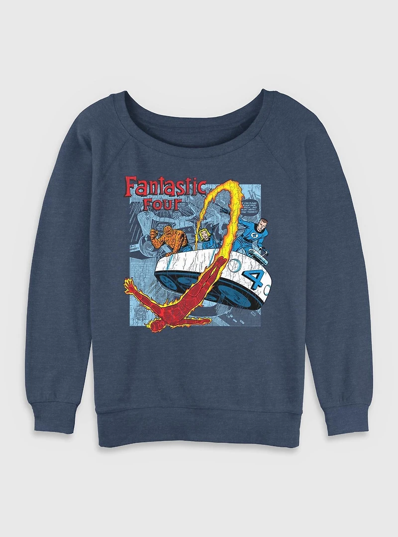 Marvel Fantastic Four Classic Comic Womens Slouchy Sweatshirt