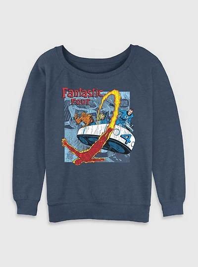 Marvel Fantastic Four Classic Comic Womens Slouchy Sweatshirt