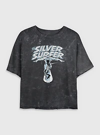 Marvel Fantastic Four The Silver Surfer Title Womens Crop Mineral Wash T-Shirt